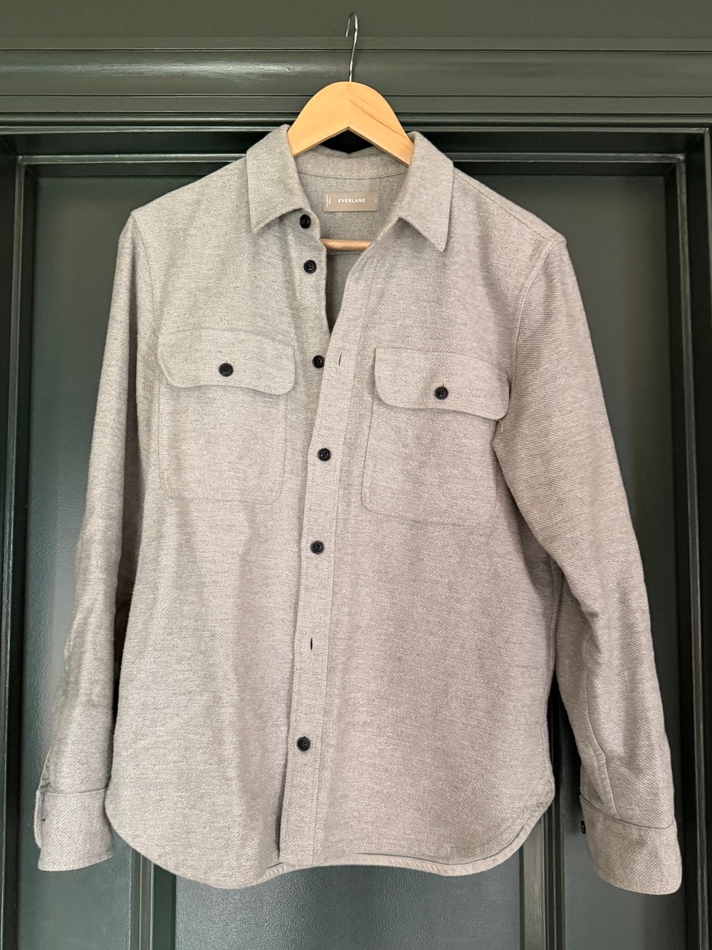 Everlane Light Gray Herringbone Shirt Jacket